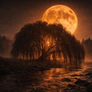Mystical Moonlit Willow Tree Art Print 8x10 Gloss